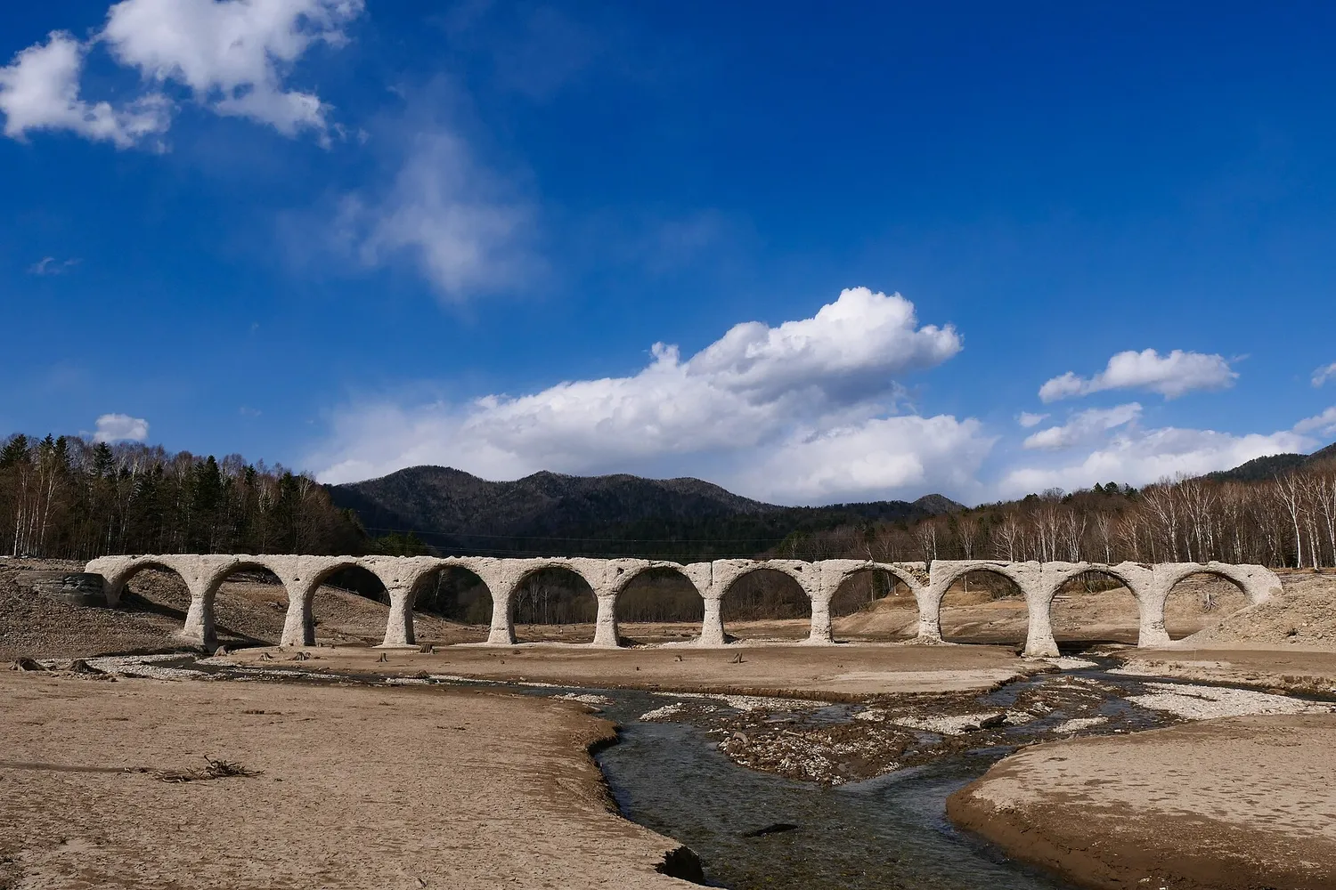 2021年5月に撮影されたタウシュベツ川橋梁の実写真